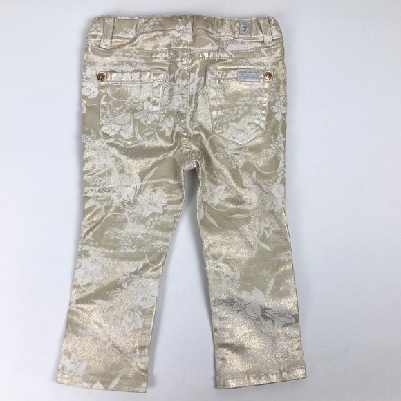 7 For All Mankind White and Gold  Baby Jeans 18M - Picture 3 of 6